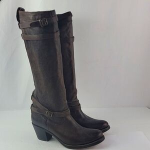 Frye Jane Strappy Leather Tall Heels Moto Boho Women's Boots
